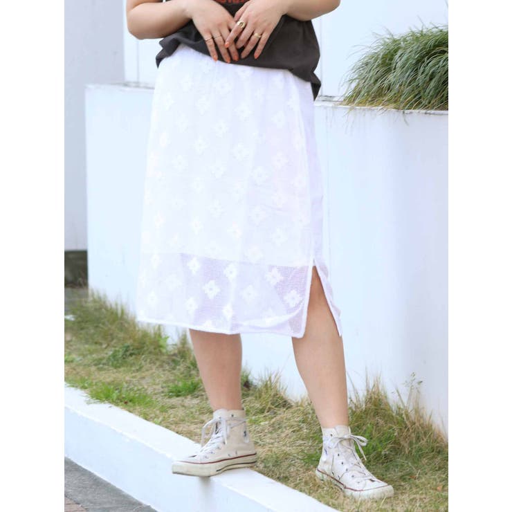 コットンネットミドル丈スカート | Ungrid | 詳細画像1 