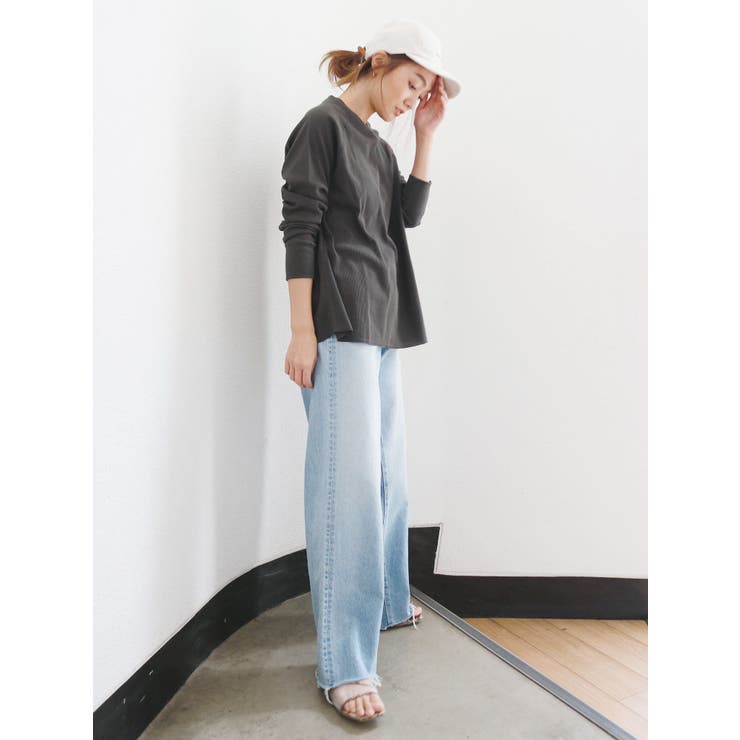 WEB限定】スリーブボリュームワッフルロングスリーブTee（T