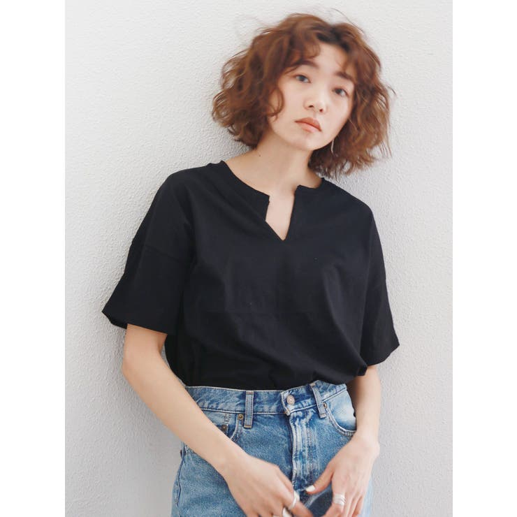 Ungrid - Ungrid ネックカットハーフスリーブTee ブラック グリーン セット 新品 Ungrid - Ungrid ネックカットハーフスリーブTee ブラック