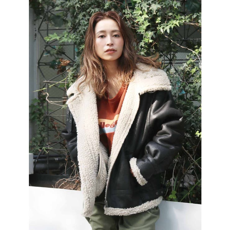 アングリッド　未使用品　フェイクレザーボアブルゾン　レディース　アウタームートン アングリッド 未使用品 フェイクレザーボアブルゾン レディース