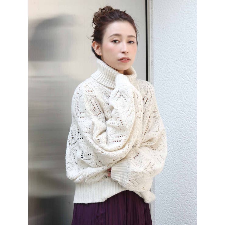 透かし編みタートルニット[品番：MKSW0026131]｜Ungrid（アングリット