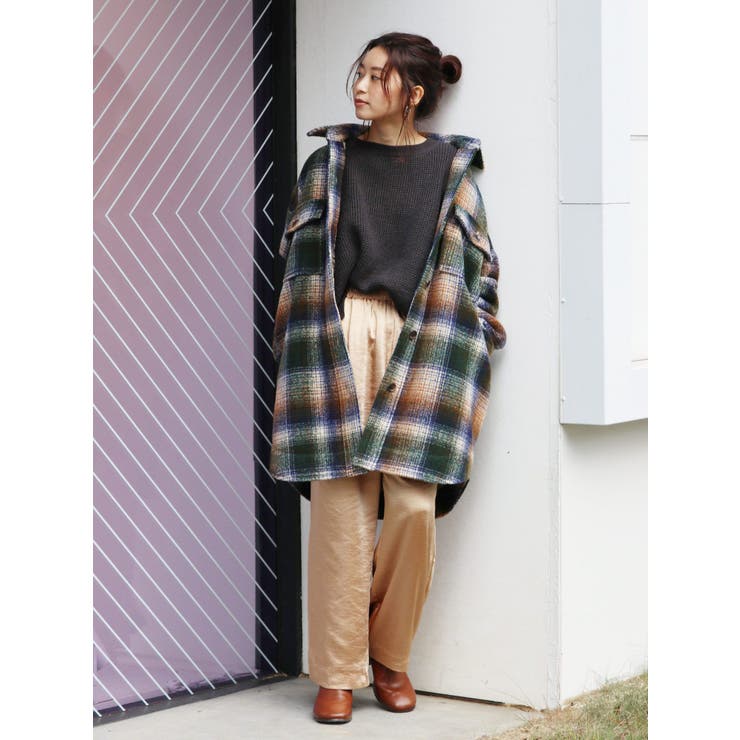 シャギーチェックルーズコート[品番：MKSW0027263]｜Ungrid（アングリット ）のレディースファッション通販｜SHOPLIST（ショップリスト）