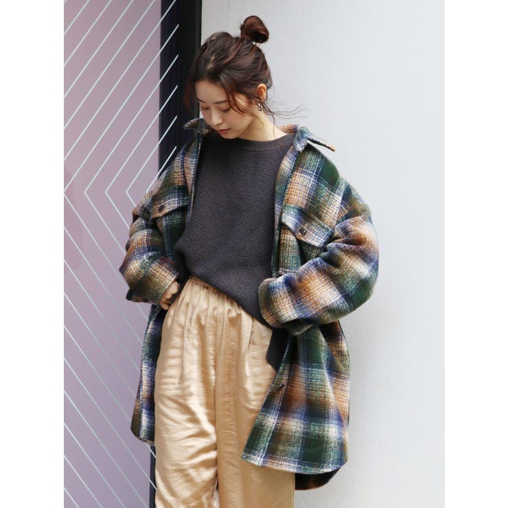 シャギーチェックルーズコート[品番：MKSW0027263]｜Ungrid（アングリット ）のレディースファッション通販｜SHOPLIST（ショップリスト）