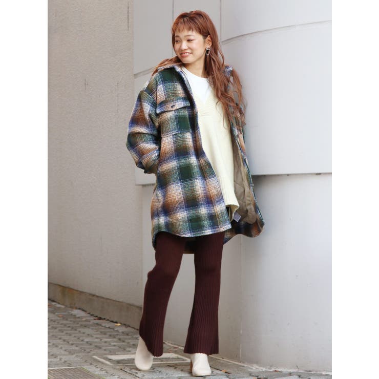 シャギーチェックルーズコート[品番：MKSW0027263]｜Ungrid（アングリット ）のレディースファッション通販｜SHOPLIST（ショップリスト）