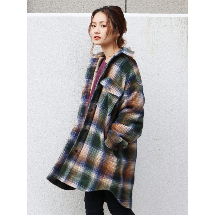 シャギーチェックルーズコート[品番：MKSW0027263]｜Ungrid（アングリット ）のレディースファッション通販｜SHOPLIST（ショップリスト）