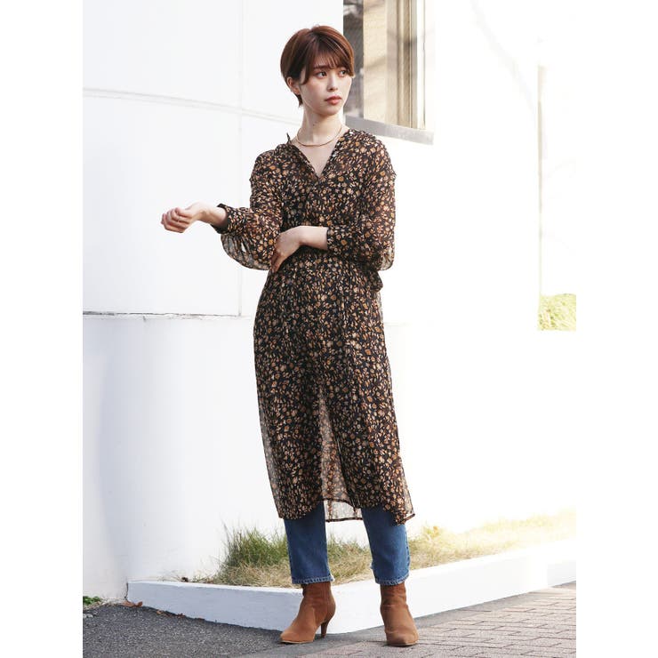 プリントフラワーギャザーワンピース | Ungrid | 詳細画像1 