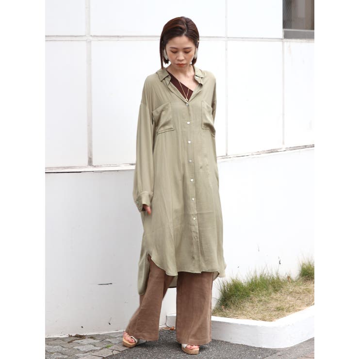 サテンルーズロングシャツ[品番：MKSW0027117]｜Ungrid（アン