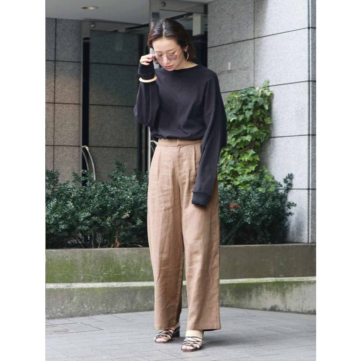 リネン混タックワイドパンツ[品番：MKSW0027376]｜Ungrid（アン