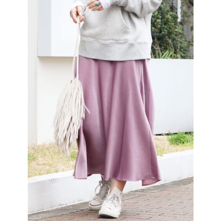 パープル | ヴィンテージサテンフィットマキシスカート | Ungrid