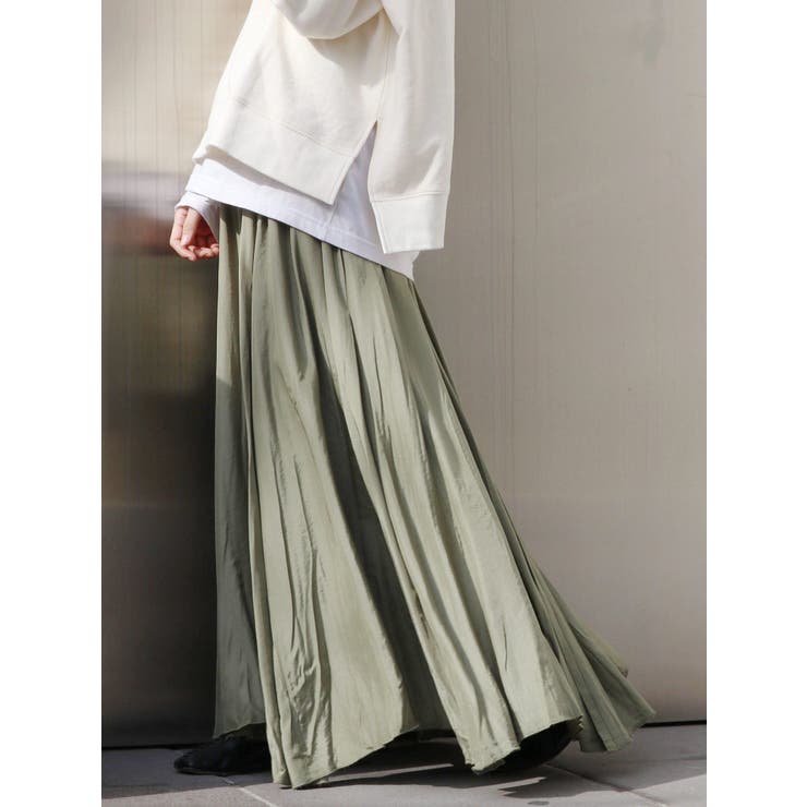 ソフトリンクルサテンマキシスカート[品番：MKSW0027123]｜Ungrid  