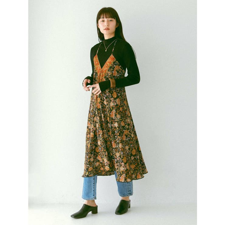 エスニックフラワーキャミワンピース[品番：MKSW0035987