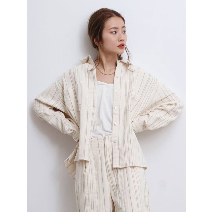 アイボリー | ストライプルーズシャツ | Ungrid