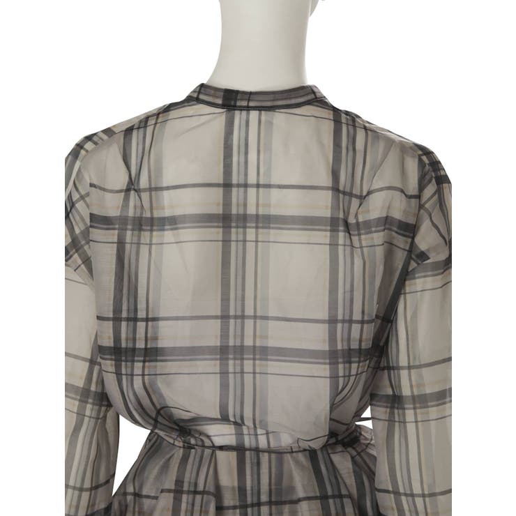 シアーチェックノーカラーシャツ | Ungrid | 詳細画像10 