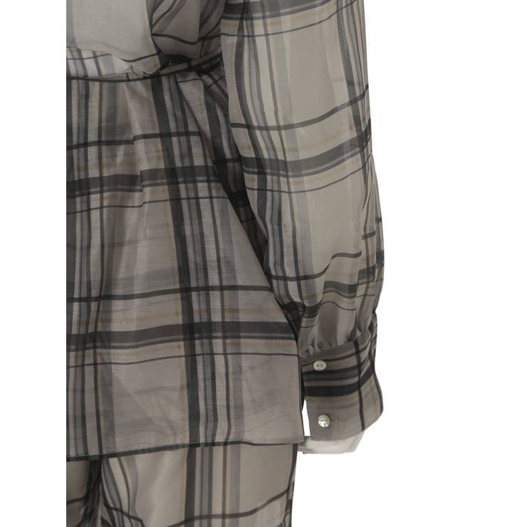 シアーチェックノーカラーシャツ | Ungrid | 詳細画像11 