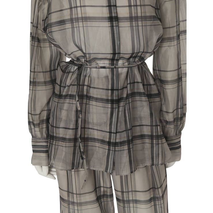 シアーチェックノーカラーシャツ | Ungrid | 詳細画像13 