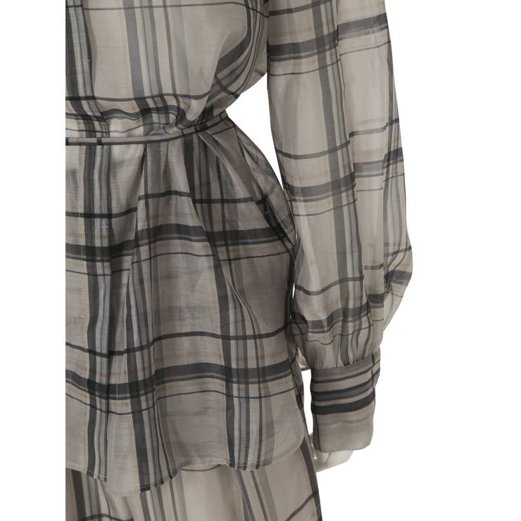 シアーチェックノーカラーシャツ | Ungrid | 詳細画像15 