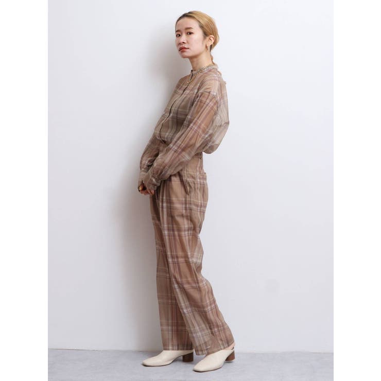 シアーチェックノーカラーシャツ | Ungrid | 詳細画像4 