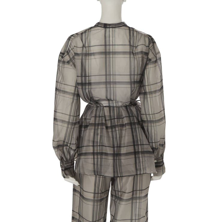 シアーチェックノーカラーシャツ | Ungrid | 詳細画像9 