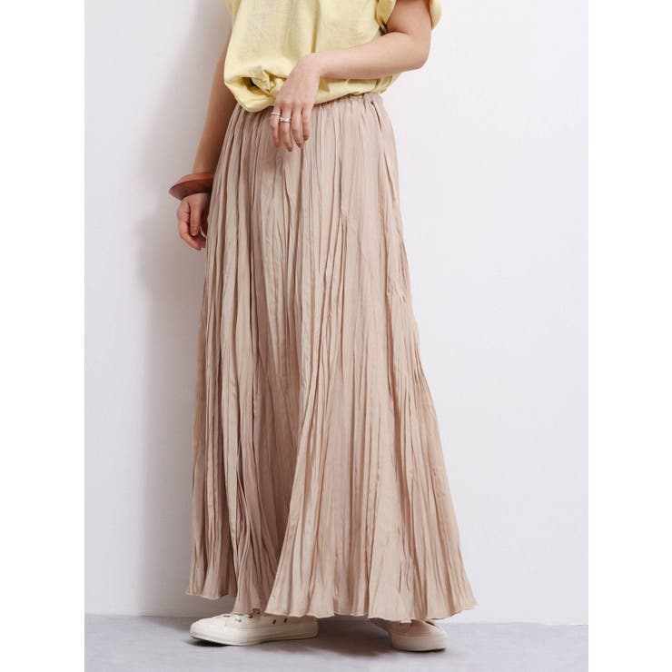 美品　ドゥーズィエムクラス　プリーツスカート　ブラウン　ランダムプリーツ　マキシ 大きいサイズ ランダムプリーツマキシスカート シックスタイル