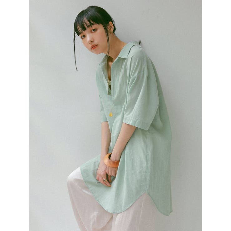 リネン混スキッパーハーフスリーブシャツ[品番：MKSW0037004]｜Ungrid