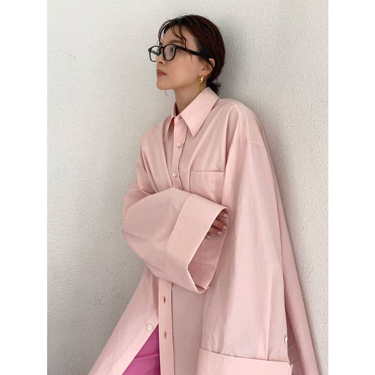 Ungrid トップス　シャツ Ungrid スリーブデザインビックシャツ（ピンク） -ファッション