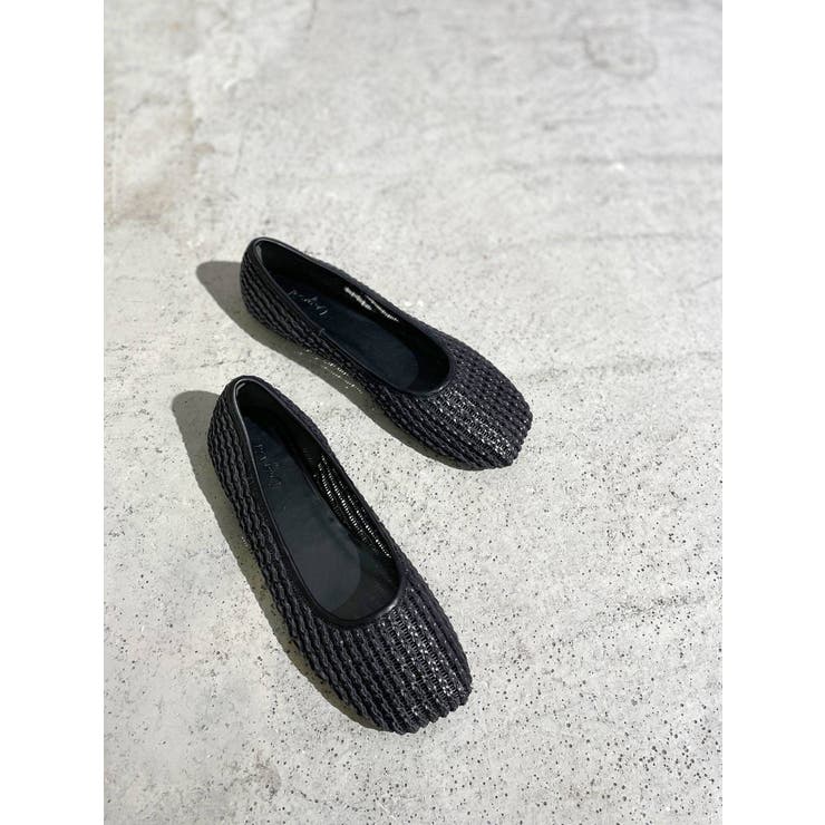 ブラック | 透かし編みフラットシューズ | Ungrid