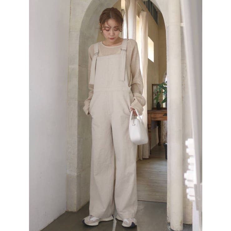 アイボリー | バイカラーステッチサロペット | Ungrid