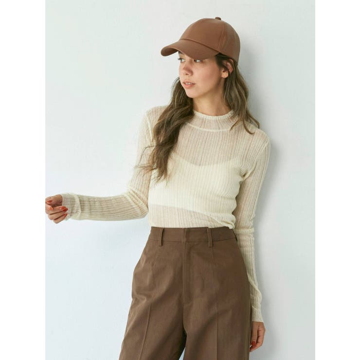 アイボリー | ハイネックシアーニット | Ungrid