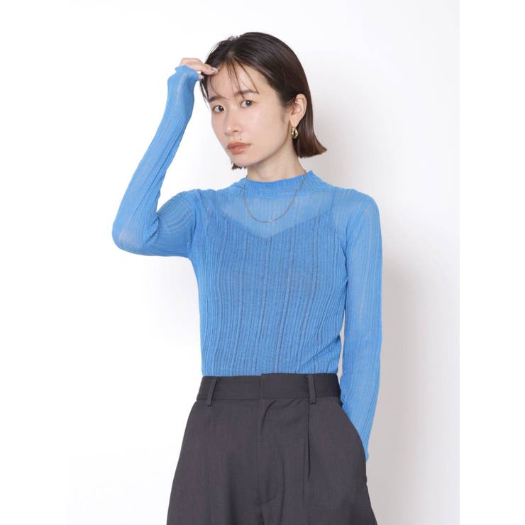 ブルー | ハイネックシアーニット | Ungrid