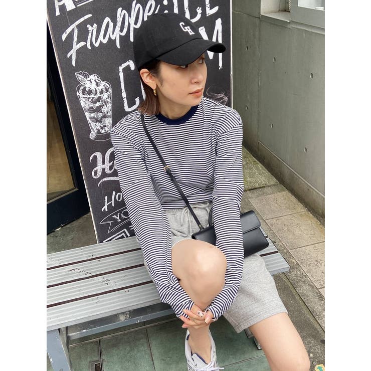 キムキム値下げ新品フリースとキルティングロングベスト袖口ボーダー黒Tシャツ NF5137EU002540_fw_thumbM.jpg