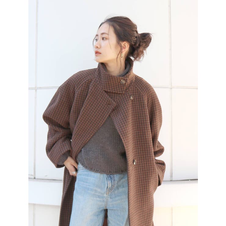 スタンドカラールーズチェックコート[品番：MKSW0046883]｜Ungrid 