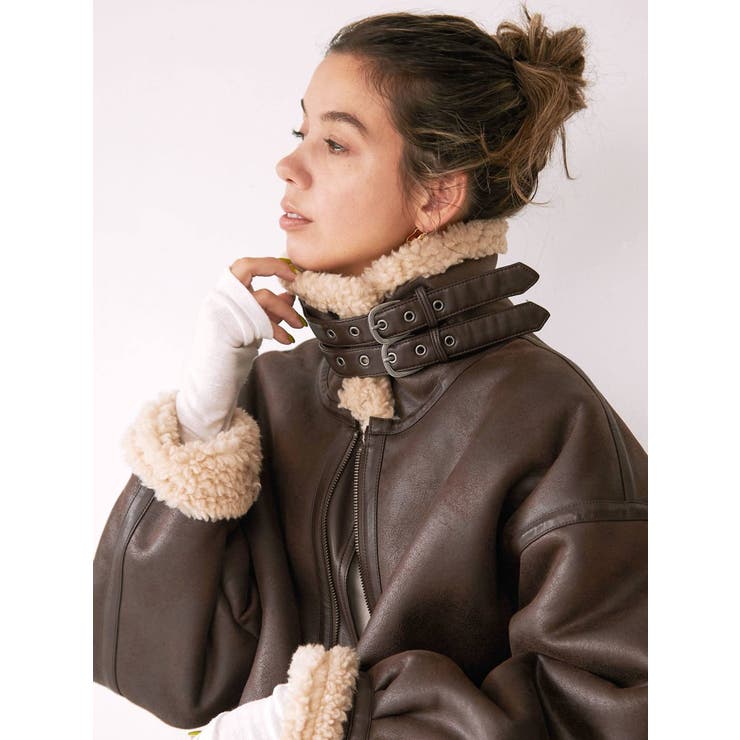 ビッグシルエットフェイクムートンボアブルゾン[品番：MKSW0046886