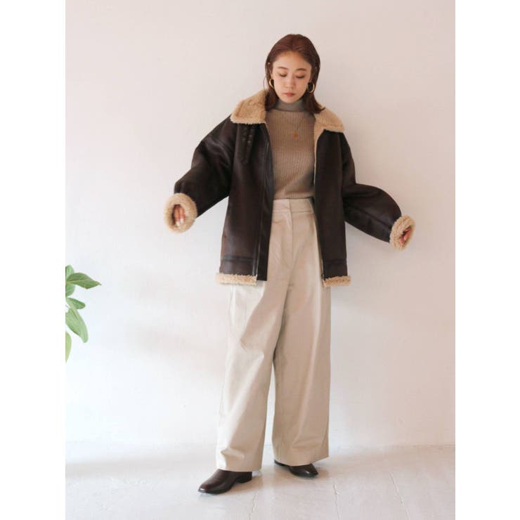 ビッグシルエットフェイクムートンボアブルゾン[品番