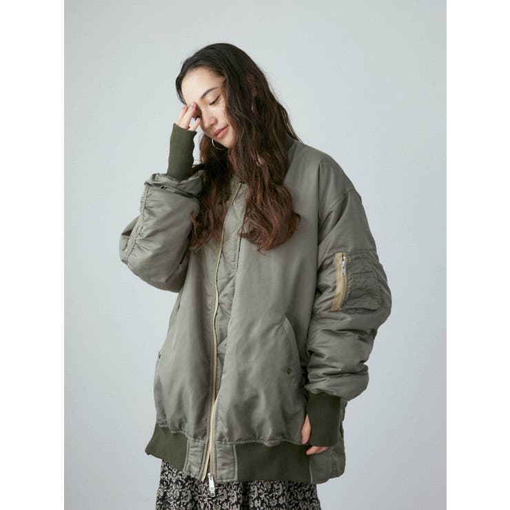 カーキ | ビッグシルエットサイドジップMA-1 | Ungrid