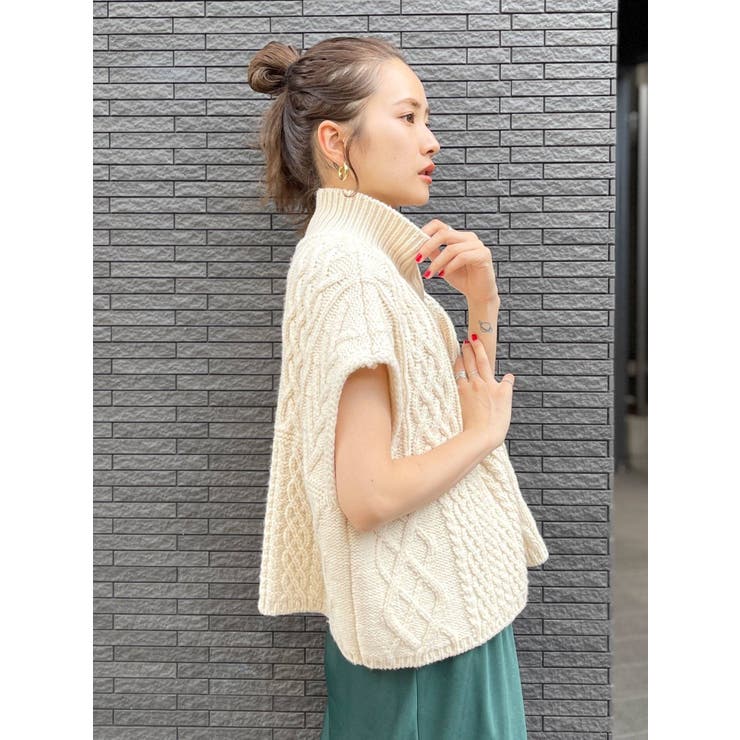 パッチワークケーブルニットベスト | Ungrid | 詳細画像3 