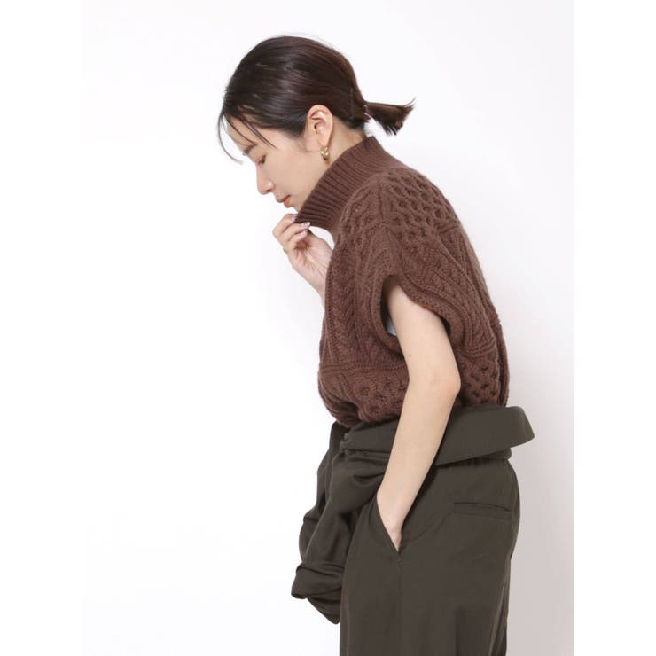 パッチワークケーブルニットベスト | Ungrid | 詳細画像7 