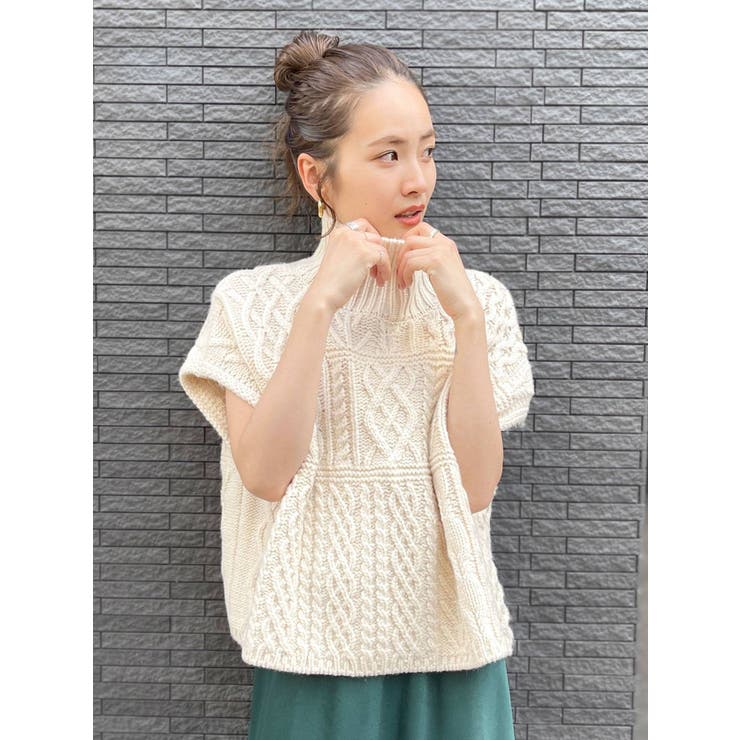 アイボリー | パッチワークケーブルニットベスト | Ungrid