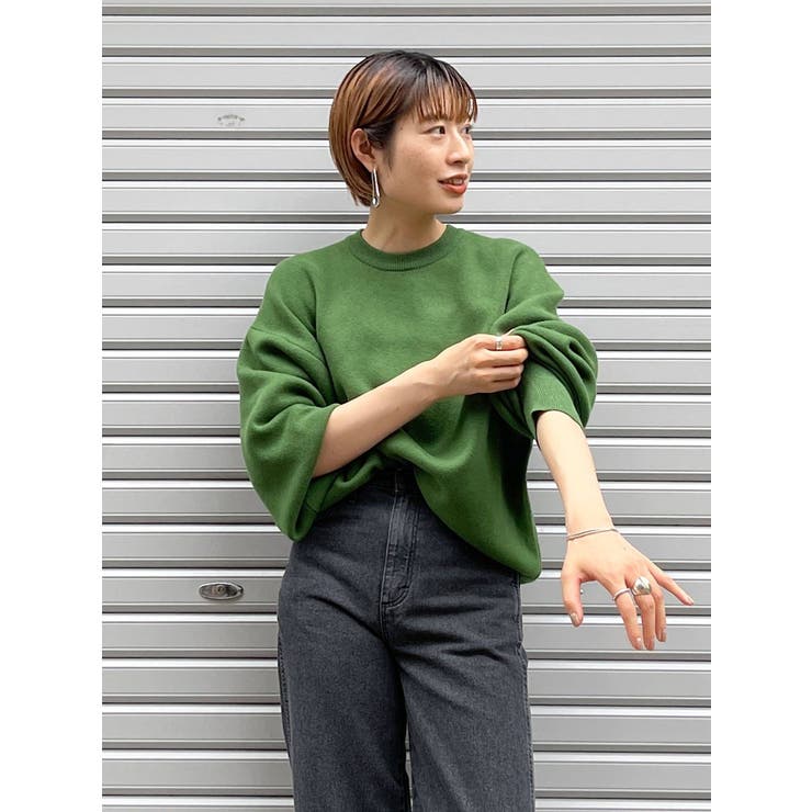 カシミヤ混スムース編みルーズニット[品番：MKSW0048167