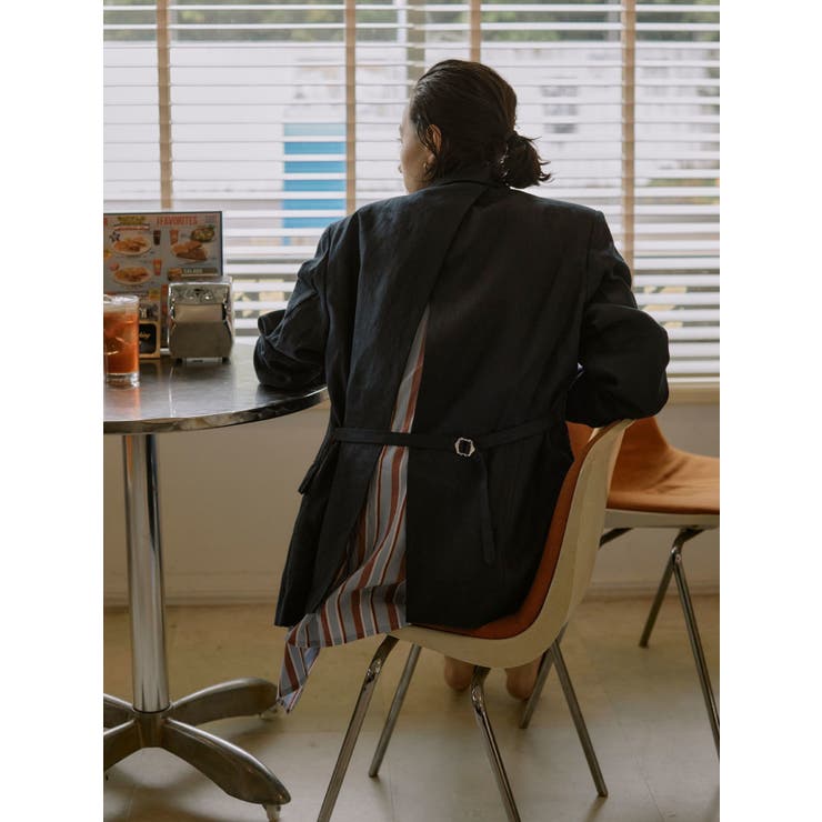 ネイビー | バックデザインリネン混ジャケット | Ungrid