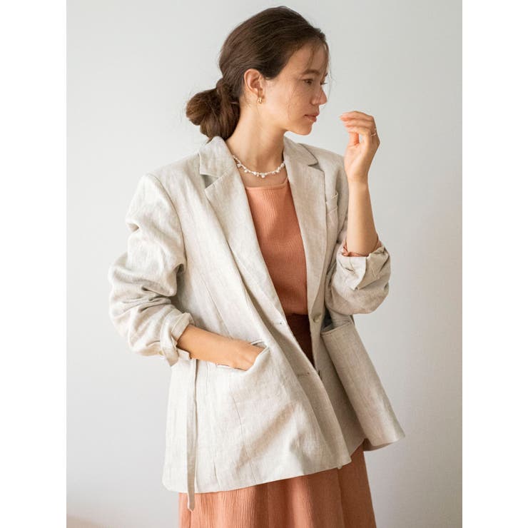 ベージュ | バックデザインリネン混ジャケット | Ungrid