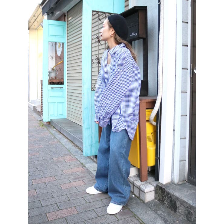 WEB限定】ギンガムチェックルーズシャツ[品番：MKSW0049856