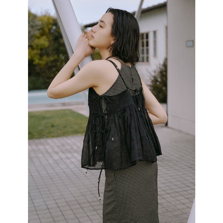 【WEB限定】アングリッド　チェックキャミワンピース（F）黒白 WEB限定】アングリッド チェックキャミワンピース（F）黒白