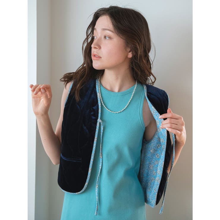 ブルー | リバーシブルベロアベスト | Ungrid