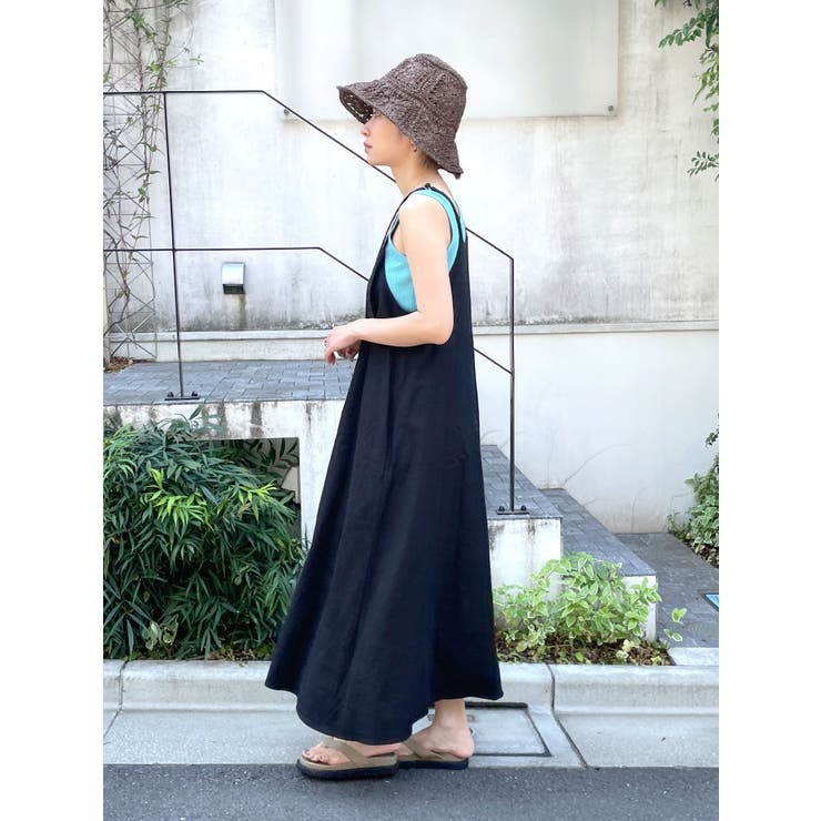 ungridリネン混ショルダーデザインキャミワンピース　未使用 リネン混ショルダーデザインキャミワンピース（ワンピース