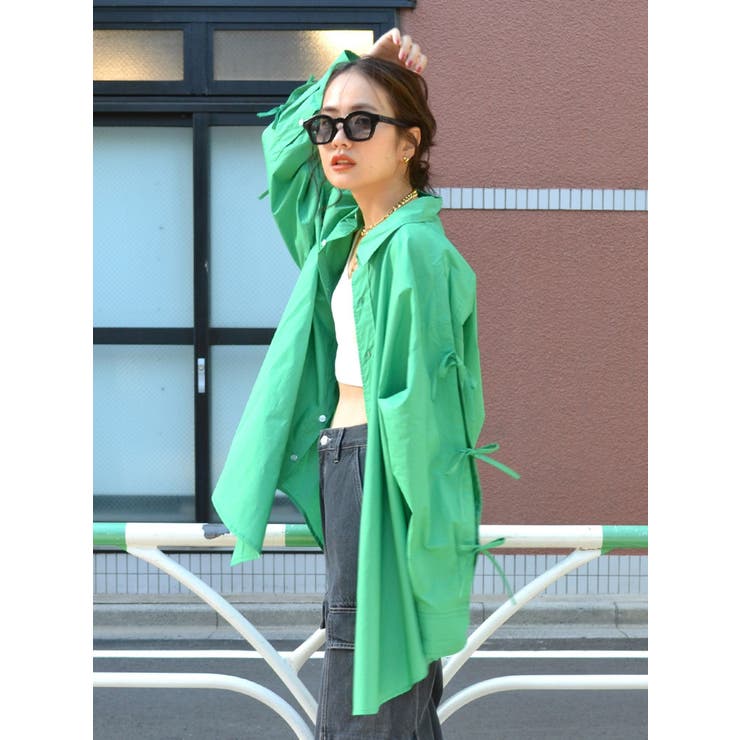 グリーン | ショルダーデザインビッグシャツ | Ungrid