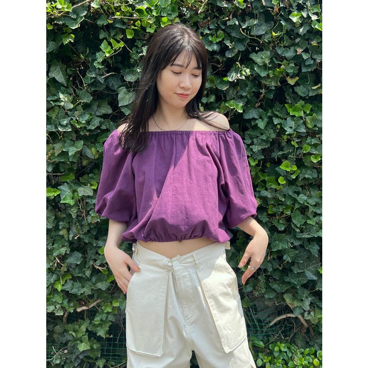 パープル | オフショルボリュームブラウス | Ungrid