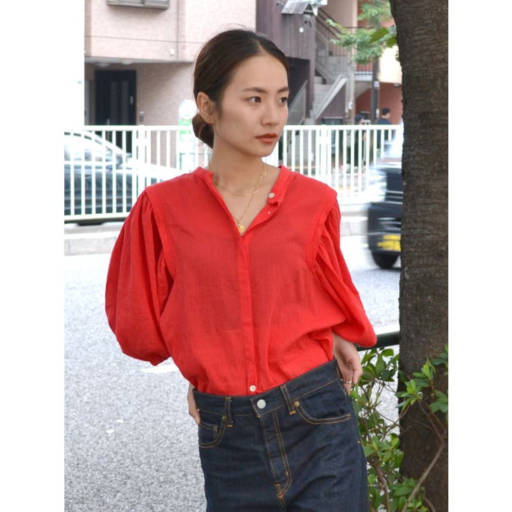 レッド | 2wayタックハーフスリーブブラウス | Ungrid