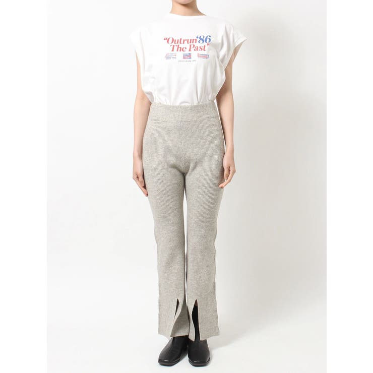 【Courreges】 Reeditionリブニットフレアパンツ GRL（グレイル）の「リブニットフレアパンツ（その他パンツ
