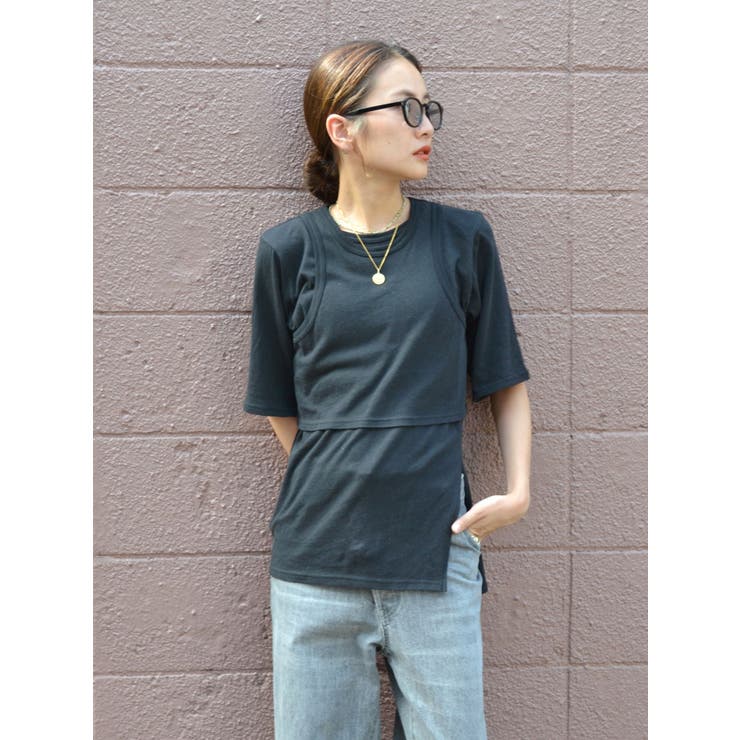 ブラック | アメスリタンクレイヤードTee | Ungrid