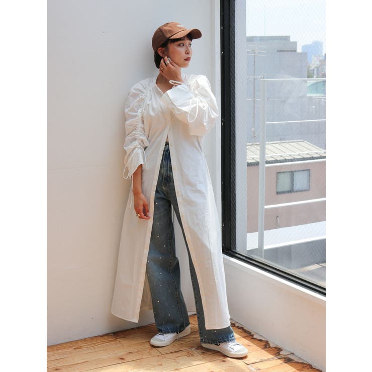 オフホワイト | スリーブギャザーワンピース | Ungrid